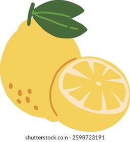 Yellow lemon illustration, cute style.