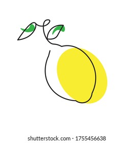 Yellow Lemon Illustration - Minimalist Lines Style