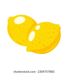 Yellow lemon isolated on white background. Flat style. Vector illustration