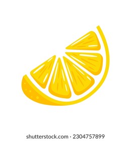 Yellow lemon isolated on white background. Flat style. Vector illustration