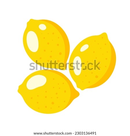 Yellow lemon isolated on white background. Flat style. Vector illustration