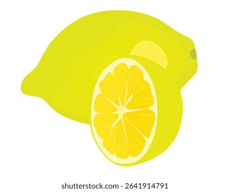 Yellow lemon isolated. vector illustration	
