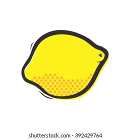 Yellow lemon isolated vector illustration in popart style