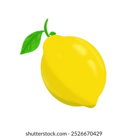 yellow lemon with leaf without background