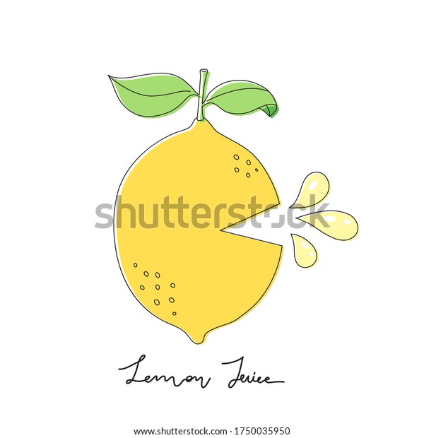 手書きのタイポグラフィーと黄色いレモンのロゴ レモン汁 具 食べ物 ヘルシーフード ビタミンc レモンソーダのイラスト 平らなベクター画像カートーン のベクター画像素材 ロイヤリティフリー