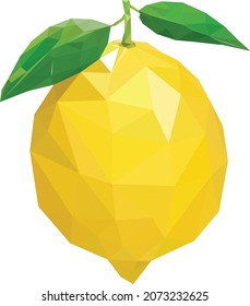 Yellow lemon in low poly style vector illustration