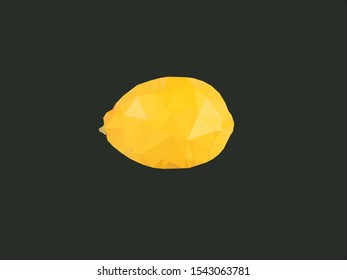 Yellow lemon on a dark isolated background. Vector image in Low poly style.