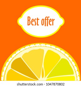 Yellow lemon on an orange background.