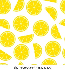 Yellow Lemon On White Background. Seamless Pattern.
