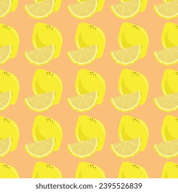 Yellow lemon pieces texture and pattern design, lemons pieces cut on isolated background