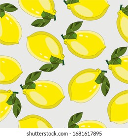 Yellow Lemon seamless pattern isolated illustration. Fresh yellow lemon pattern vector. Lemon pattern isolated.