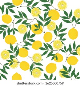 yellow lemon set seamless pattern