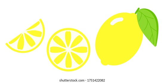 Yellow lemon, set with whole and lemon slices