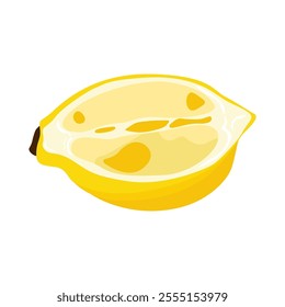 Yellow lemon slice. Cartoon sliced ripe citrus fruit, fresh organic natural sour ingredient for cooking, healthy diet food. Vector isolated illustration.