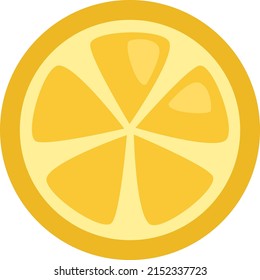 Yellow lemon slice, illustration, vector on a white background.