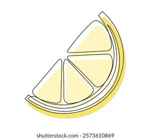 Yellow lemon slice isolated on white background. Simple citrus silhouette. Hand drawn lemon outline. Vector illustration