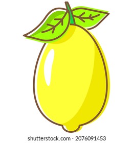 Yellow lemon with two leaf