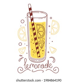 Gelbe Limonade Detox Getränk, Fruchtsmoothie, organische Limonaden in Glasflasche, Glas und Krüge mit Stroh. Erfrischende hausgemachte Sommergetränke. farbige Wohnung, gezeichnete Vektorgrafik einzeln auf