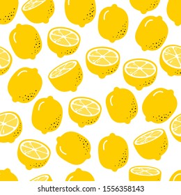 Yellow lemons background texture. Seamless pattern. Lemons print.