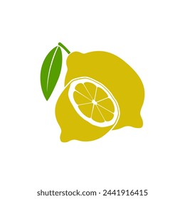 Icono gráfico de limones amarillos. Signo de dos limones aislados sobre fondo blanco. Símbolo de frutas. Ilustración de vector