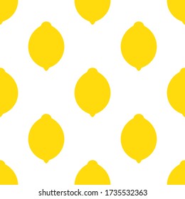 Yellow lemons on white background seamless pattern. Vector illustration.