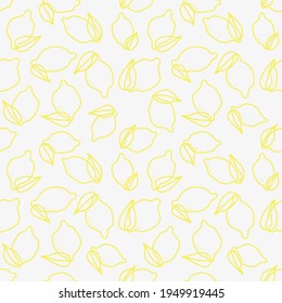 yellow lemons seamless pattern line art