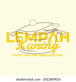 Yellow lempah logo template, typical food of Bangka Belitung, fish soup with yellow sauce and pineapple dan
