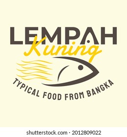 Yellow lempah logo template, typical food of Bangka Belitung, fish soup with yellow sauce and pineapple dan