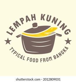 Yellow lempah logo template, typical food of Bangka Belitung, fish soup with yellow sauce and pineapple dan