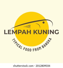 Yellow lempah logo template, typical food of Bangka Belitung, fish soup with yellow sauce and pineapple dan