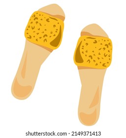 Yellow leopard flip flops summer vector illustration