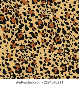 
Yellow leopard pattern vector seamless print, modern design for clothes, paper, fabric