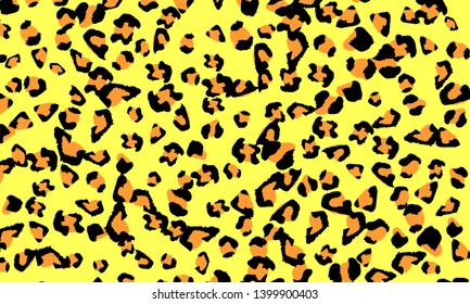 Yellow leopard print design. Animal skin pattern. Vector illustration.