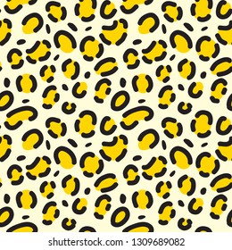 Yellow leopard print. Seamless animal fur texture.