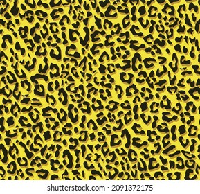 Yellow leopard print, vector pattern seamless trendy design.