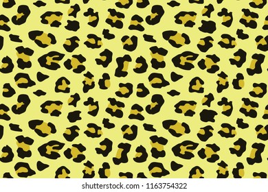 Yellow leopard seamless pattern. Animal print. Vector background