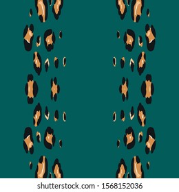 Yellow Leopard Vector Seamless Pattern. Green Abstract Cheetah Fabric Design Graffiti Print. Dyed Carpet Grunge Painting Olive Panther Background. Black Jaguar Drawing Design.