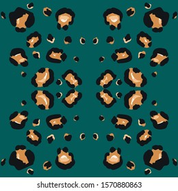 Yellow Leopard Vector Seamless Pattern. Swamp Abstract Cheetah Handmade Tile Art Pattern. Bohemian Printed Tie Black Jaguar Designs. Olive Panther Creative Texture.