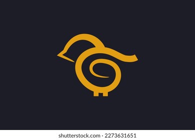 YELLOW LETTER G SHAPED A BABY CHICKEN VECTOR