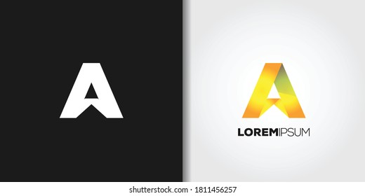 yellow letter a logo template set vector 