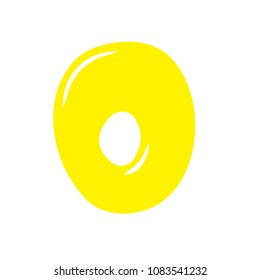 Yellow letter O vector design isolated on a white background.