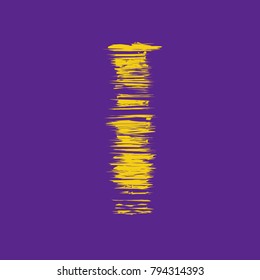 yellow letter I on a violet background, glitch effect
