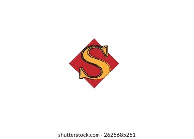 Yellow letter s logo on white background