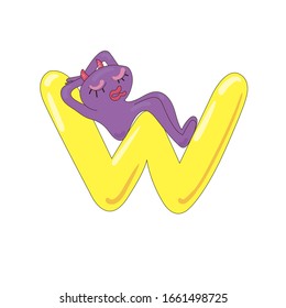 
yellow letter W and monster alphabet element