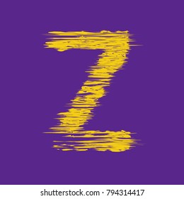 yellow letter Z on a violet background, glitch effect