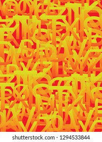 Yellow letters on red background