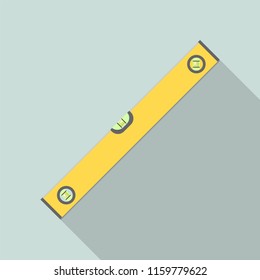 Yellow Level Tool Ruler Icon. Flat Illustration Of Yellow Level Tool Ruler Vector Icon For Web Design