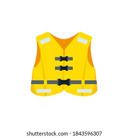 Yellow life jacket isolated on white background.