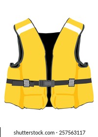 Yellow Life Jacket Vector Isolated, Life Vest, Water Protective,help,  Lifesaver, Life Preserver