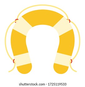 Yellow lifebuoy Boat Safety Kit vector icon flat isolated.